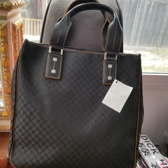 Celine Canvas, Leather Trim Tote - Picture 2 of 8